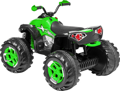 ATV electric copii 12V telecomanda 2 motoare 2 viteze lumini muzica 3-8 ani verde albastru