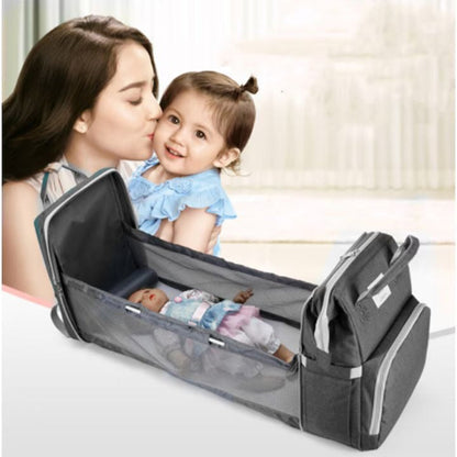 Ghiozdan Scutece Bebeluș cu Pătuț Pliabil, Impermeabil, Capacitate Mare