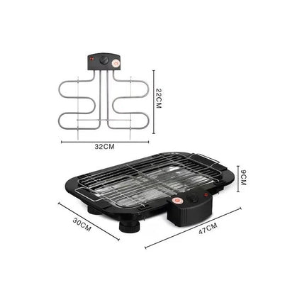 Gratar electric RAF 2000W termostat reglabil 30x47cm Negru/Inox