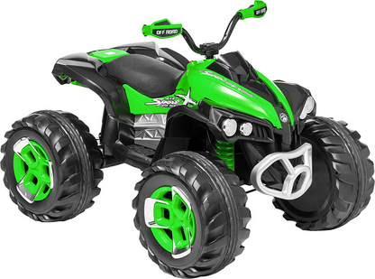ATV electric copii 12V telecomanda 2 motoare 2 viteze lumini muzica 3-8 ani verde albastru