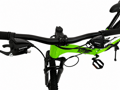 Bicicleta MTB 24 27.5 29 inch 21 viteze suspensie fata frane V-Brake otel Verde Neon