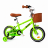 Bicicleta copii 12 14 16 inch cu roti ajutatoare cosulet frana reglabila verde neon