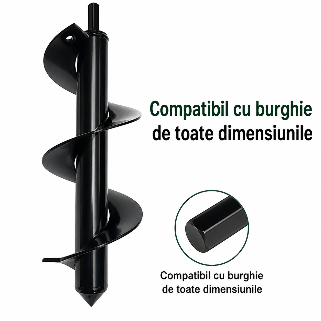 Burghiu gradina pentru plantare otel carbon compatibil masina gaurit diametru 5 cm lungime 46 cm