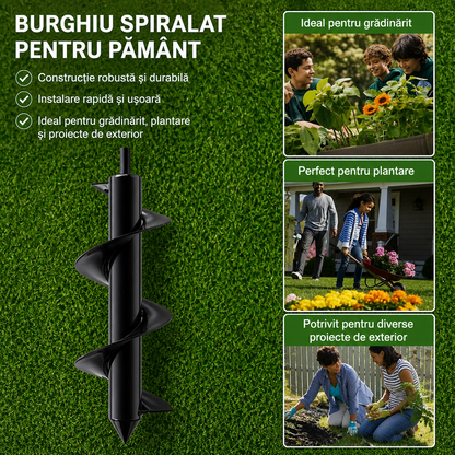 Burghiu gradina pentru plantare otel carbon compatibil masina gaurit diametru 5 cm lungime 46 cm