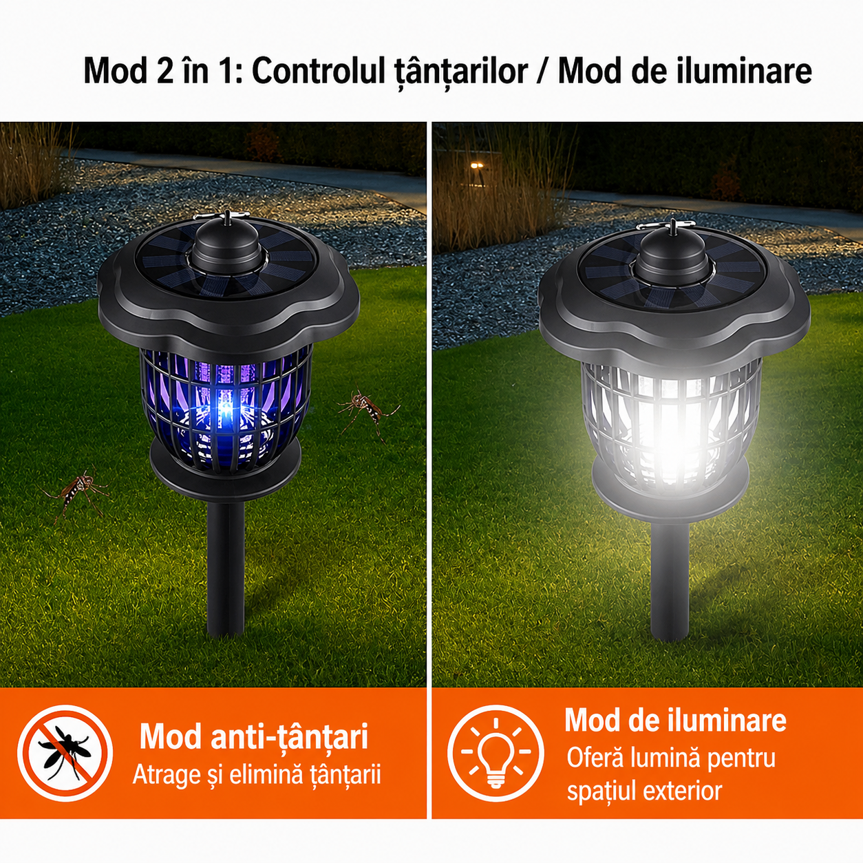 Lampa solara anti tantari LED UV 2 in 1 exterior 52 cm IP44 gradina