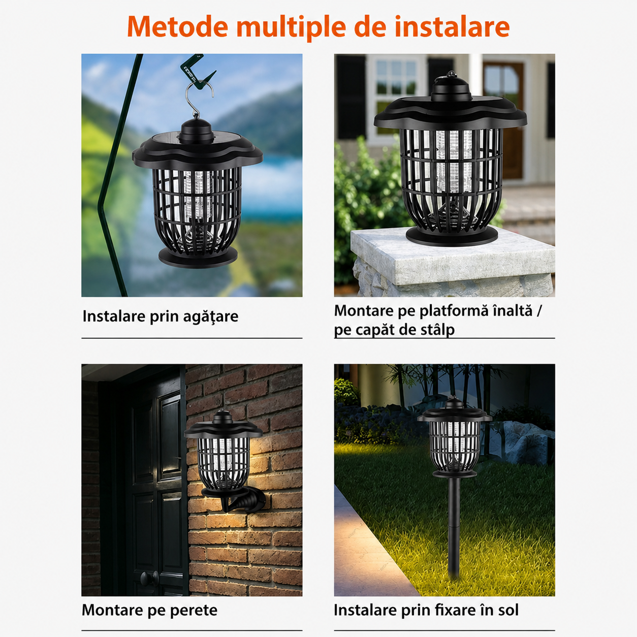 Lampa solara anti tantari LED UV 2 in 1 exterior 52 cm IP44 gradina