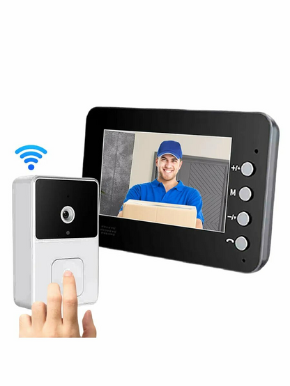 Videointerfon wireless 4.3 inch LCD cu camera inregistrare microSD fara fir