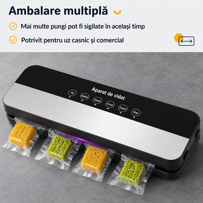 Aparat de vidat alimente 120W 65kPa compact cu 10 pungi vidare