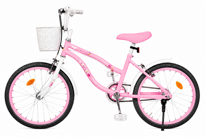 Bicicleta Retro copii 12 16 20 inch cu roti ajutatoare cosulet frana reglabila roz