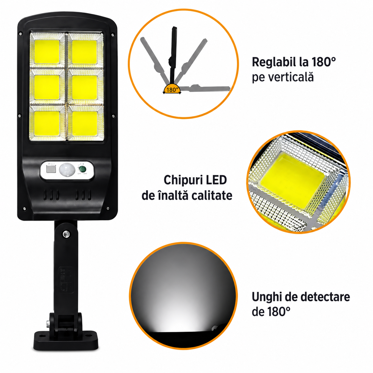 Set 2 Lampi Solare Stradale 120 LED – Iluminare Puternica, Telecomanda Smart si Senzor de Miscare