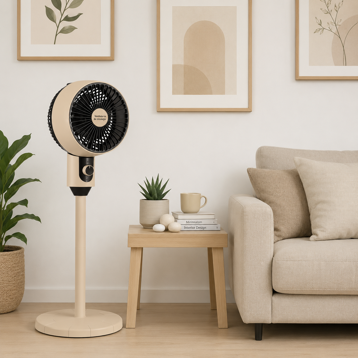 Ventilator Cu Piedestal Oscilant 45W Cu 3 Viteze Si Rotire 90 Grade Silentios