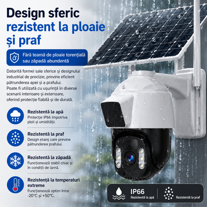 Camera Solara Dual Lens 4K – Varianta 4G Sau WiFi, Card 32GB Inclus si Control Inteligent Din Telefon