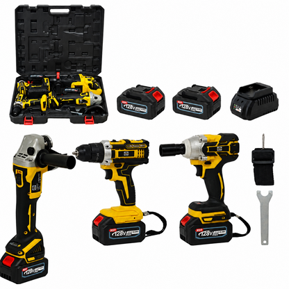 Trusa Profesionala 3 In 1 – Polizor, Autofiletanta si Masina de Impact, 2 Acumulatori 128V 8Ah