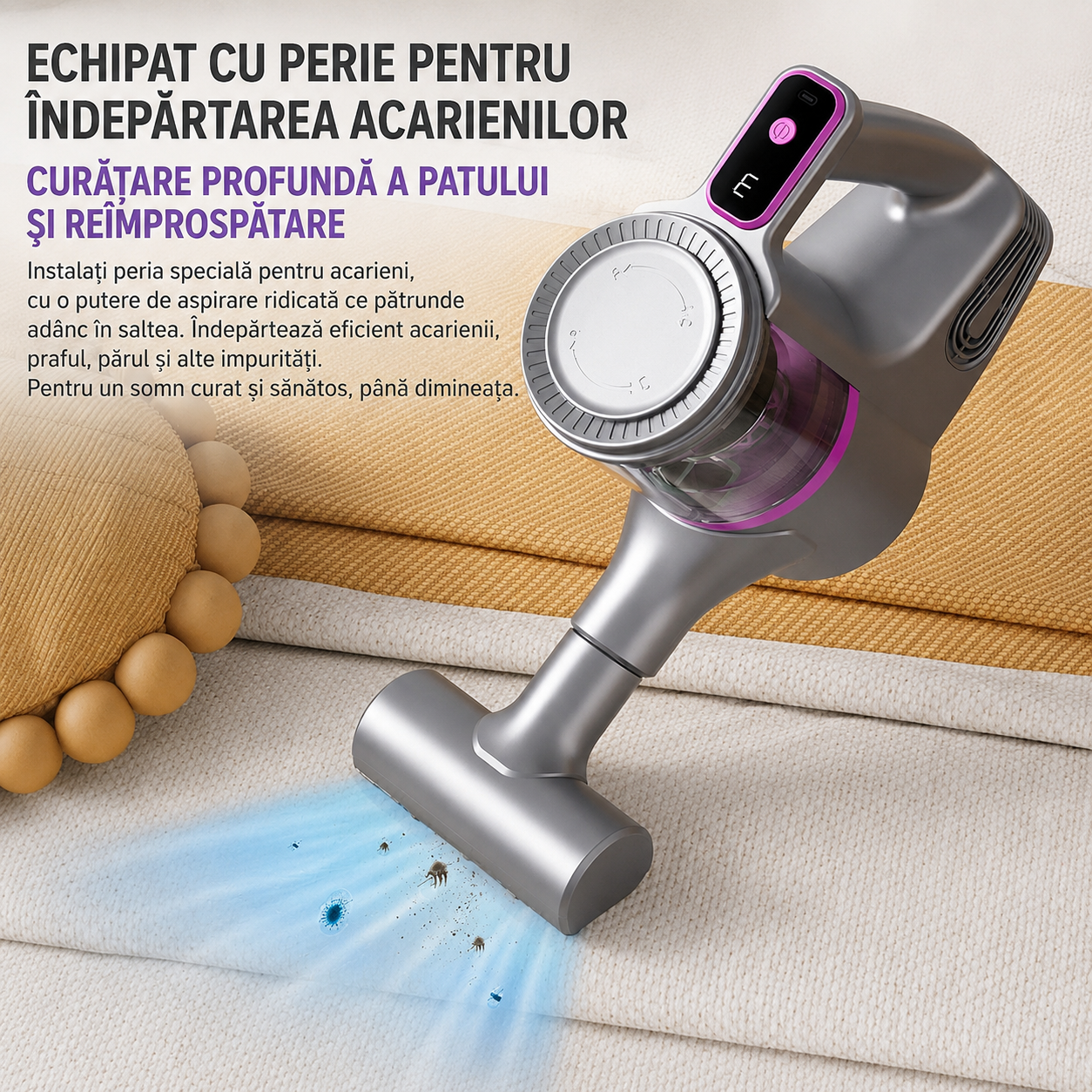 Aspirator Vertical fara Fir 2-in-1 – Aspirare si Mop Intr-un Singur Pas, 100W, Filtru HEPA