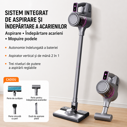 Aspirator Vertical fara Fir 2-in-1 – Aspirare si Mop Intr-un Singur Pas, 100W, Filtru HEPA