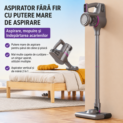 Aspirator Vertical fara Fir 2-in-1 – Aspirare si Mop Intr-un Singur Pas, 100W, Filtru HEPA