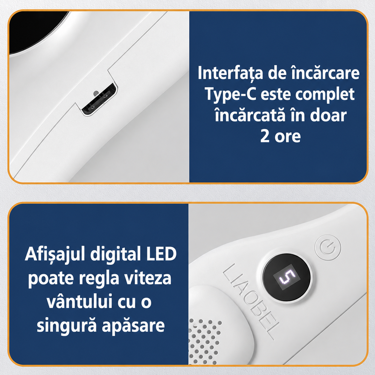 Ventilator Portabil pentru Gat USB-C, 5 Viteze, Afisaj Digital LED, Fara Elice, Reincarcabil