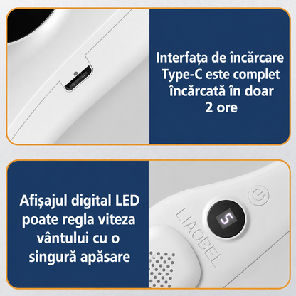 Ventilator Portabil pentru Gat USB-C, 5 Viteze, Afisaj Digital LED, Fara Elice, Reincarcabil