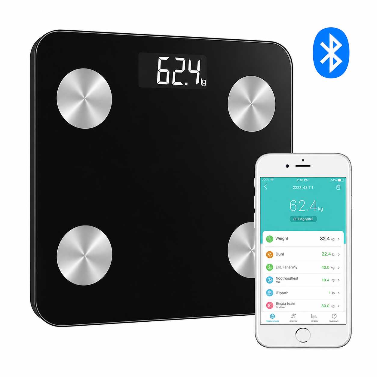 Cantar Corporal Inteligent Bluetooth – Monitorizare Completa a Sanatatii Direct pe Telefon