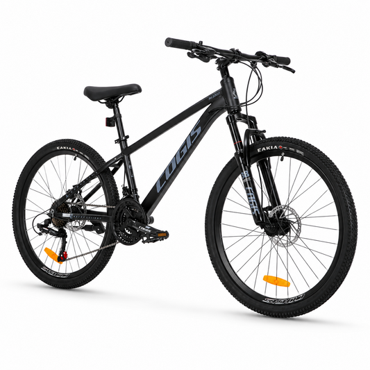 Bicicleta MTB 24 Inch si 26 Inch cu Frane pe Disc, 21 Viteze Shimano, Suspensie Fata, Negru