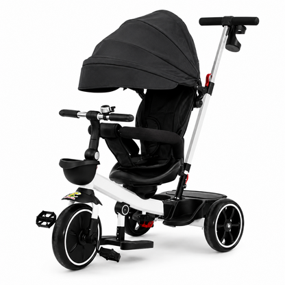 Tricicleta Evolutiva 4 in 1 pentru Copii, 6 Luni - 5 Ani, Copertina, Maner Parental, Negru sau Roz