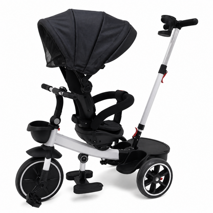 Tricicleta Evolutiva 4 in 1 pentru Copii, 6 Luni - 5 Ani, Copertina, Maner Parental, Negru sau Roz