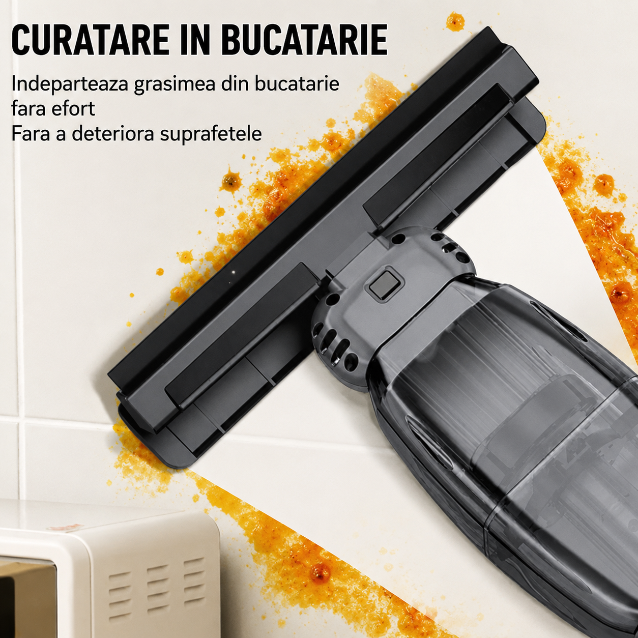 Aparat Electric 3 in 1 pentru Geamuri, Faianta si Gresie – Sterge, Curata si Aspira Apa Fara Urme