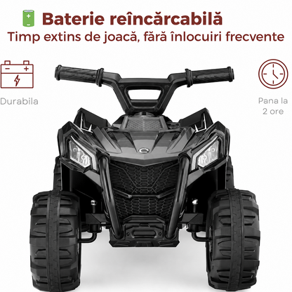 ATV Electric pentru Copii 6V, Baterie Reincarcabila, 18-36 Luni, Negru