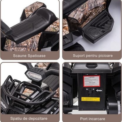 ATV Electric pentru Copii 6V, Baterie Reincarcabila, 18-36 Luni, Negru