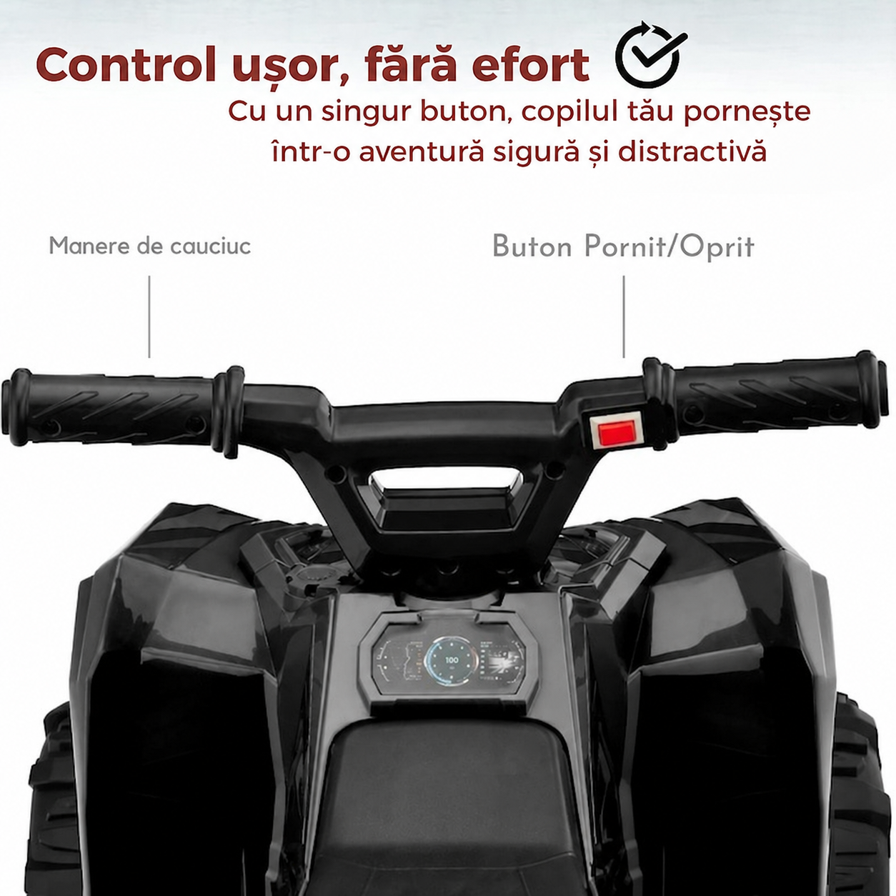 ATV Electric pentru Copii 6V, Baterie Reincarcabila, 18-36 Luni, Negru