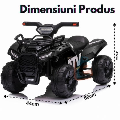 ATV Electric pentru Copii 6V, Baterie Reincarcabila, 18-36 Luni, Negru