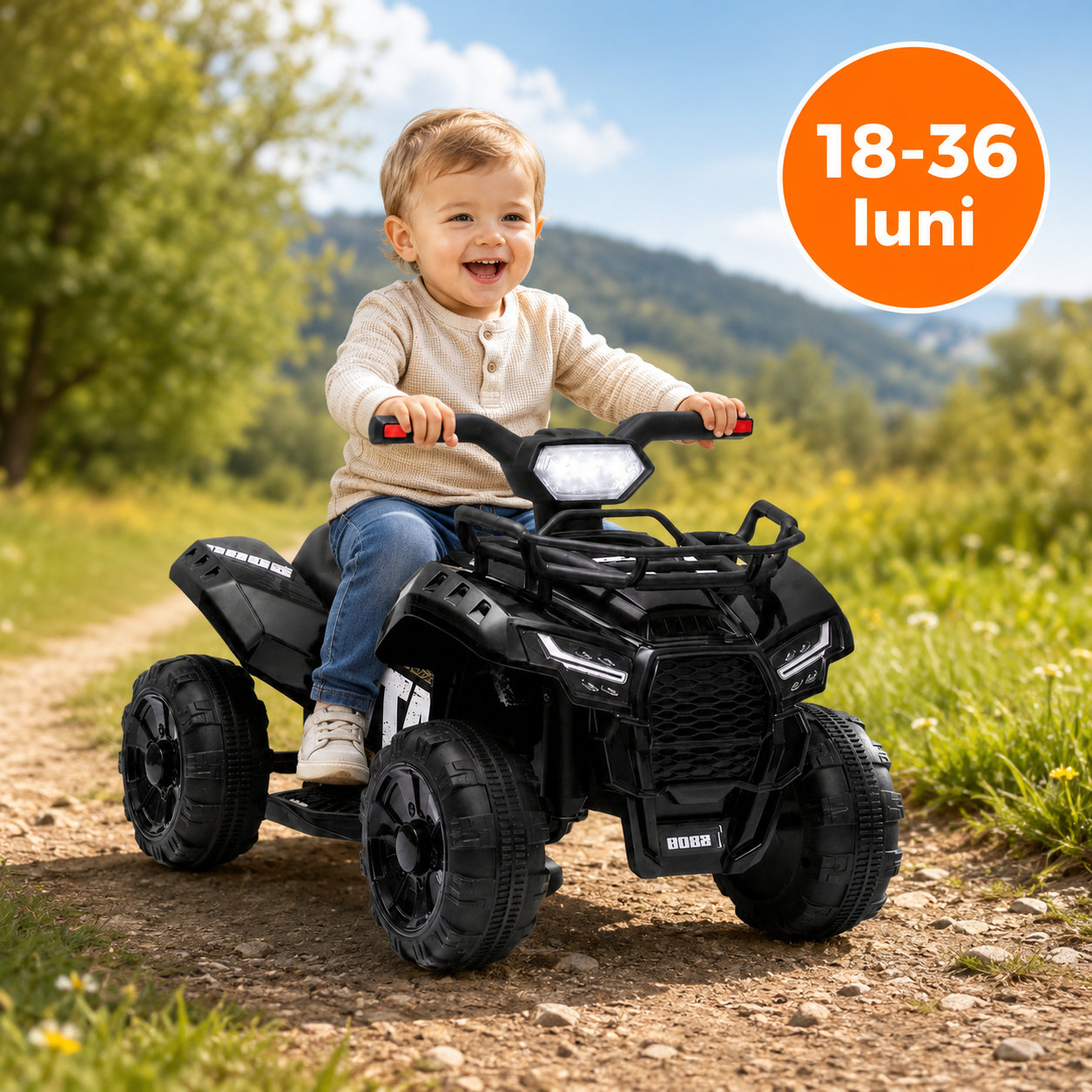 ATV Electric pentru Copii 6V, Baterie Reincarcabila, 18-36 Luni, Negru