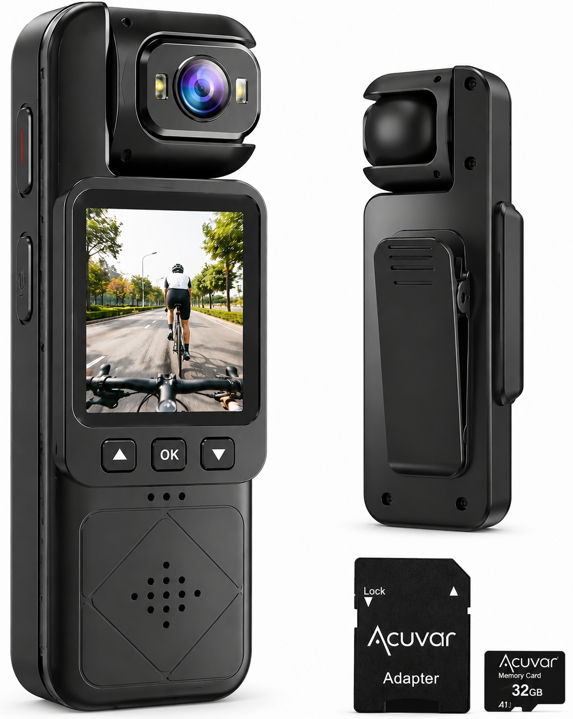 Camera Video Mini Portabila 1080P Clip-On, WiFi, Ecran LCD, Lentila Rotativa 360, Card 32GB