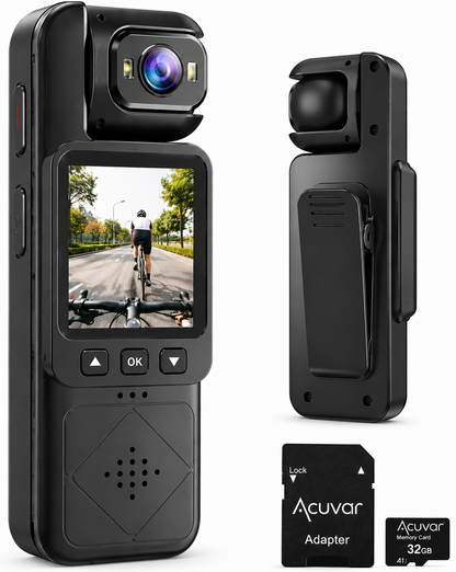 Camera Video Mini Portabila 1080P Clip-On, WiFi, Ecran LCD, Lentila Rotativa 360, Card 32GB