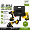 Trusa scule 3 in 1 cu acumulator 21V rotopercutor polizor autofiletanta