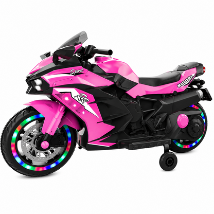 Motocicleta electrica copii 12V cu Bluetooth lumini roti LED 3-6 ani