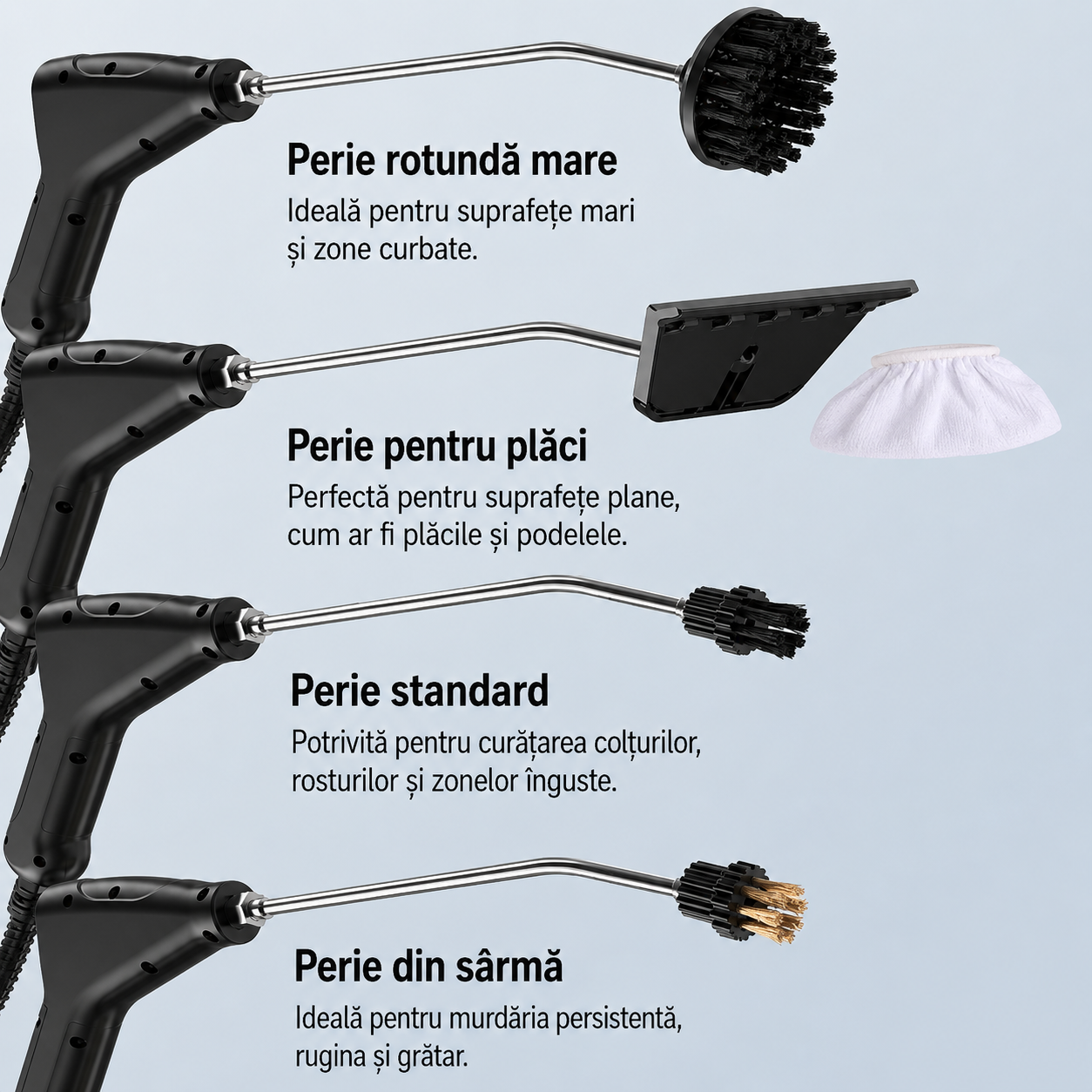 Aparat Profesional De Curatat Cu Abur – 2500W, Abur Puternic, 7 Accesorii si Curatare Fara Chimicale
