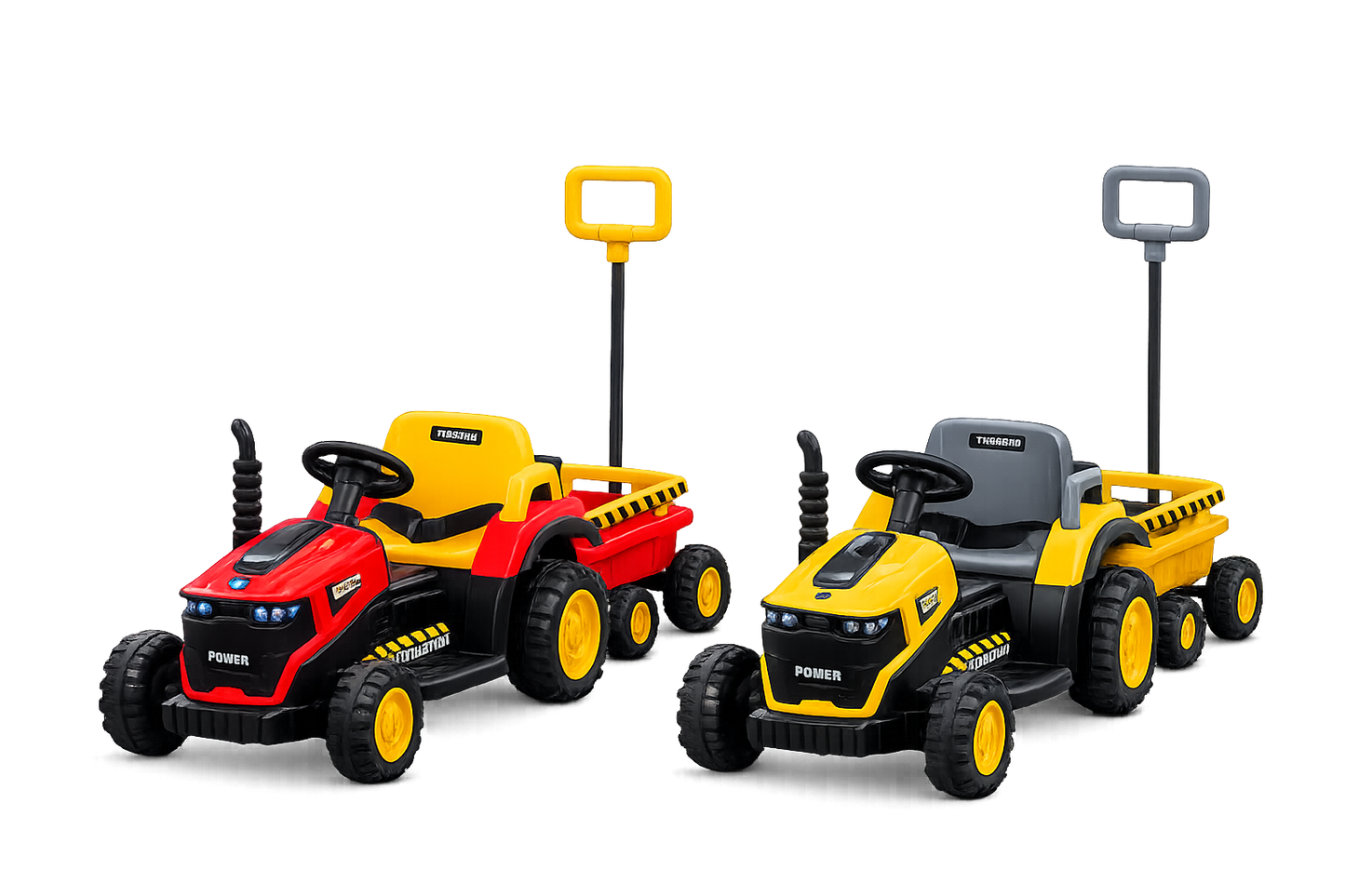 Tractor electric copii 12V cu remorca telecomanda lumini LED muzica 2 viteze rosu