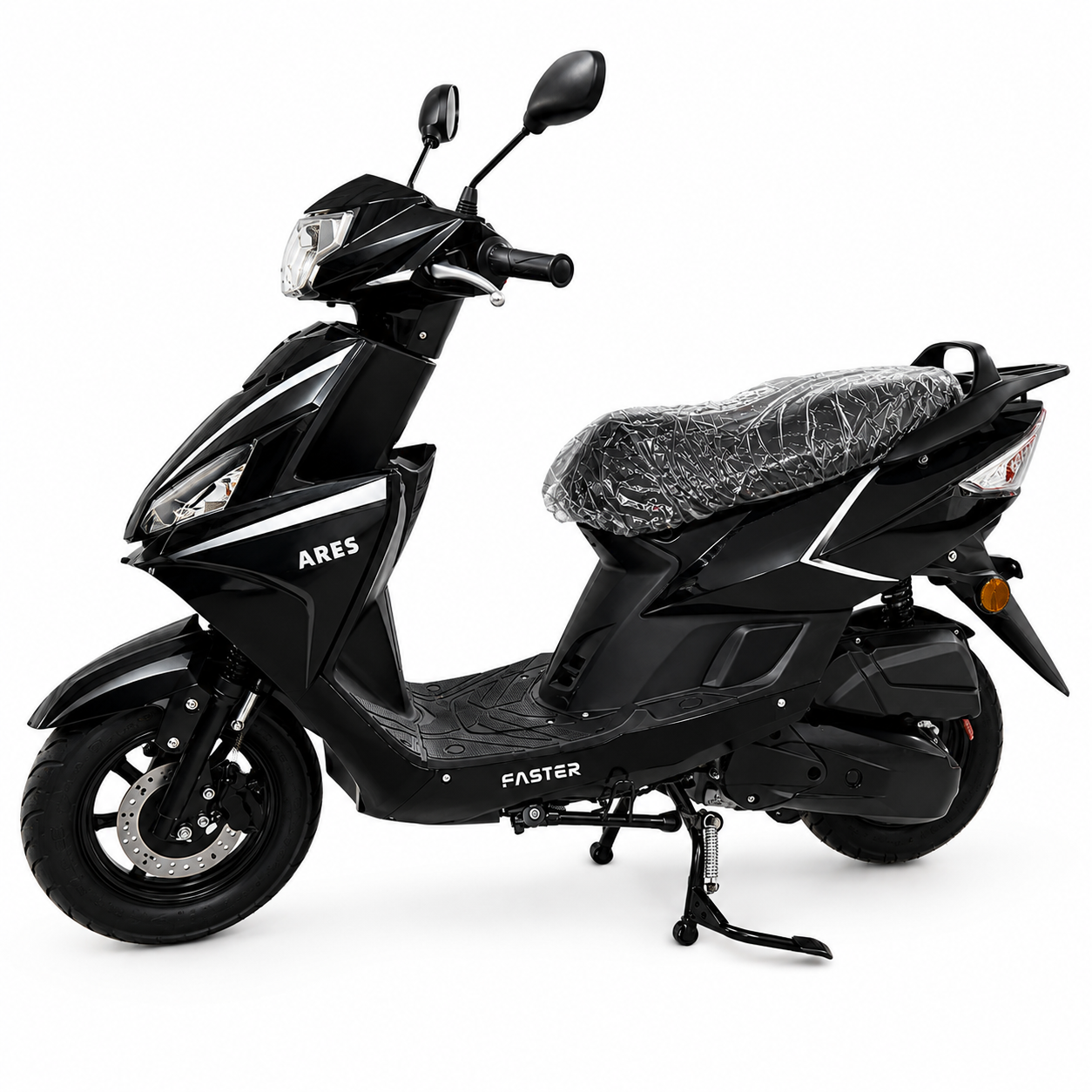 Scuter 125cc LIYA ARES Benzina Permis Garantie 12 Luni - economic, modern si ideal pentru flote Glovo Alb - Negru