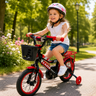 Bicicleta Copii Cu Pedale, Roti Ajutatoare, Cosulet, Rosu 7-12 Ani