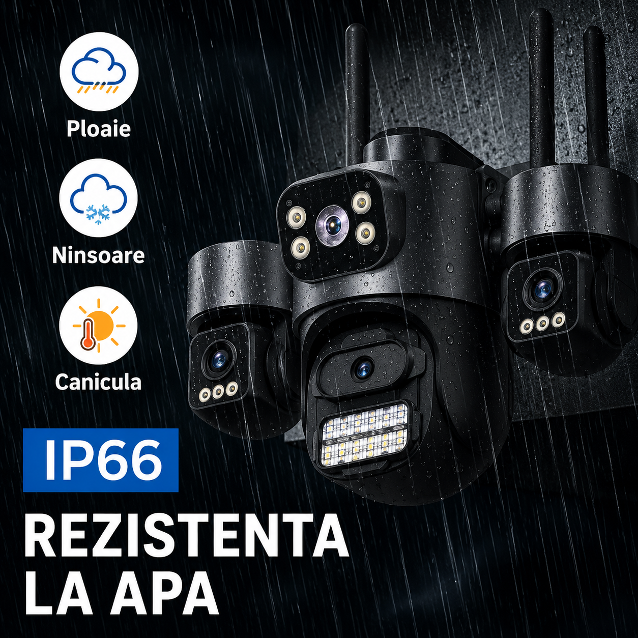 Camera de Supraveghere WiFi 15MP, 3 Lentile, Auto Tracking, IP66, Night Vision Color, Negru
