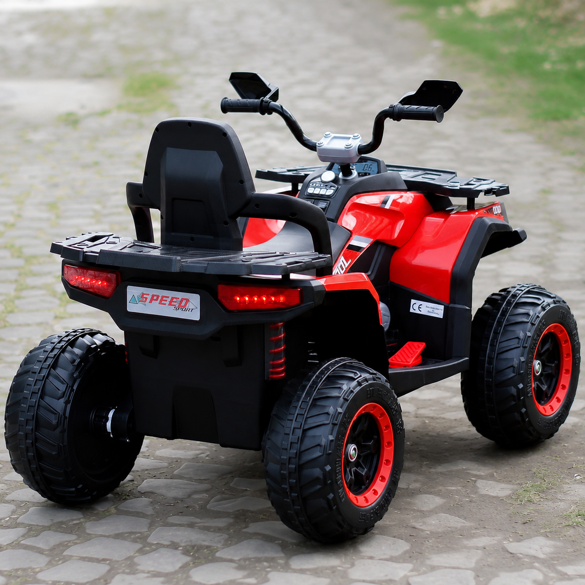 ATV Electric Pentru Copii SuperOffroad 12V Cu 4 Motoare Bluetooth Si Telecomanda Rosu