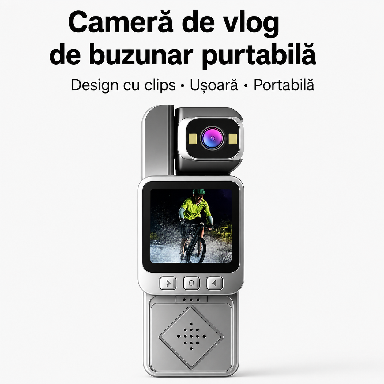 Camera Video Mini Portabila 1080P Clip-On, WiFi, Ecran LCD, Lentila Rotativa 360, Card 32GB