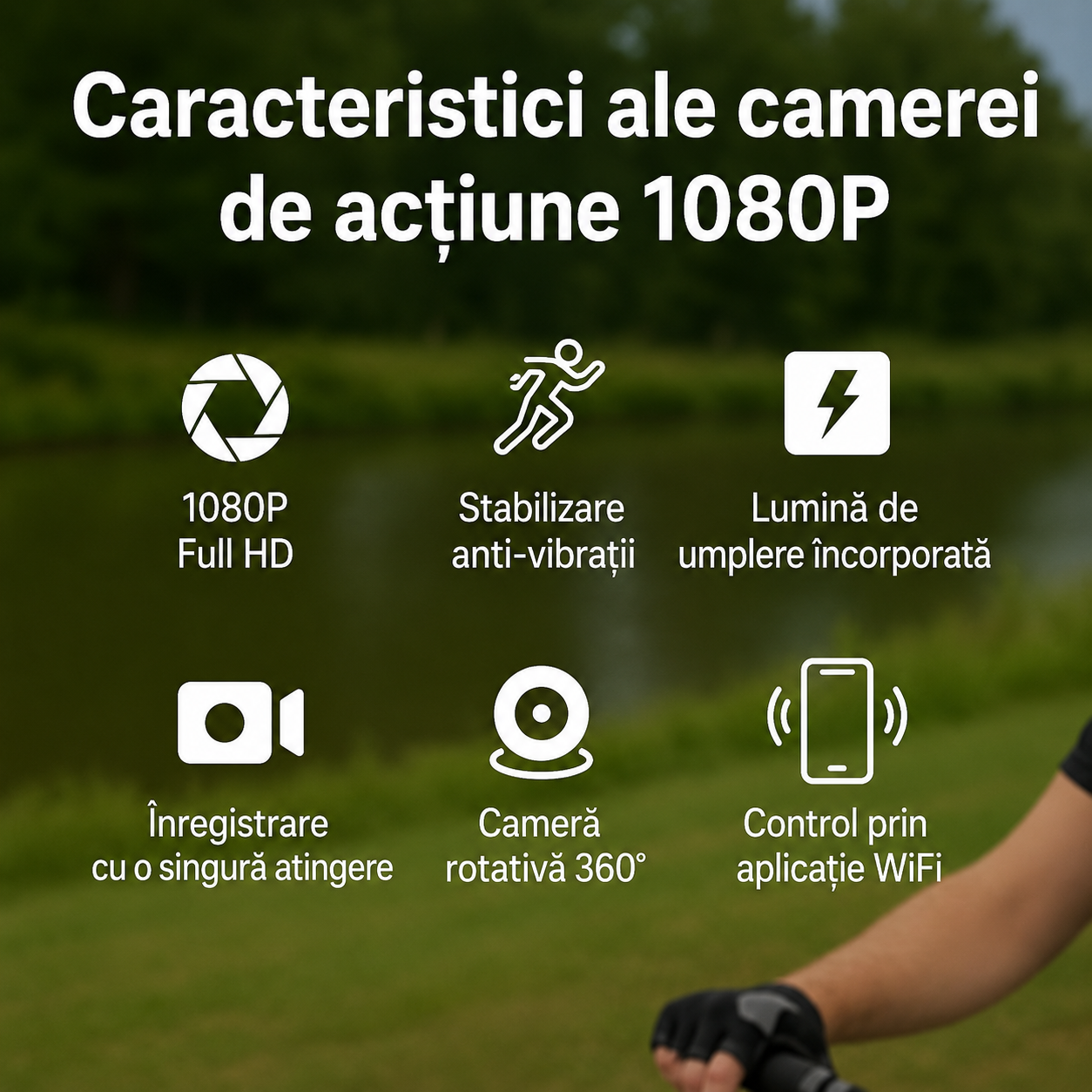 Camera Video Mini Portabila 1080P Clip-On, WiFi, Ecran LCD, Lentila Rotativa 360, Card 32GB