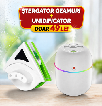 Pachet stergator geamuri + umidificator oferta 49 lei curatenie si aer proaspat