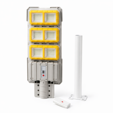 Lampa solara stradala 400W LED IP66 cu telecomanda iluminat exterior fara consum curent - stalp inclus