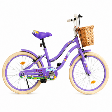Bicicleta Retro Flower copii 40 cm roti 16 inch cu roti ajutatoare cosulet frana 5-8 ani mov