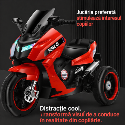 Motocicleta electrica copii 6V 2 motoare muzica lumini USB 2-7 ani Alb