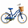 Bicicleta Retro Flower copii 40 cm roti 16 inch cu roti ajutatoare cosulet frana 5-8 ani albastra