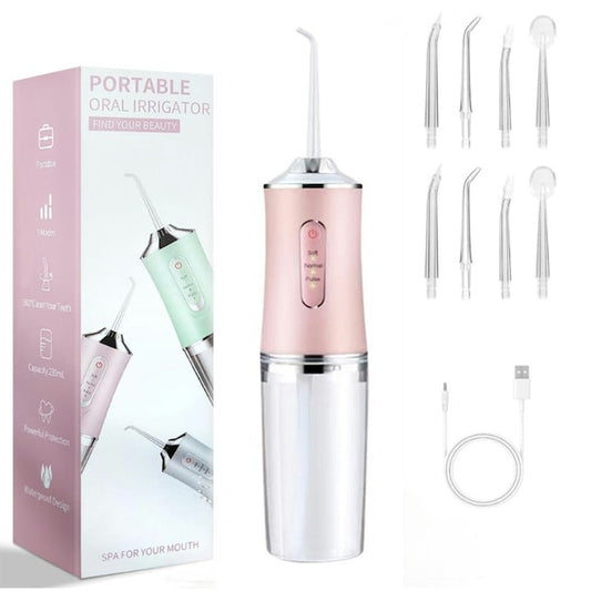 Irigator Oral Electric Portabil 220ml, 3 Moduri, IPX7, 8 Duze, USB